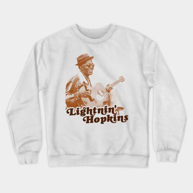 Retro Lightnin Hopkins Sepia Tribute Crewneck Sweatshirt by darklordpug